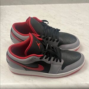 Jordan Low-Top Sneakers in Black, Gray & Red